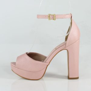 Sandália Salto Grosso Meia Pata Rosé Diamante week shoes